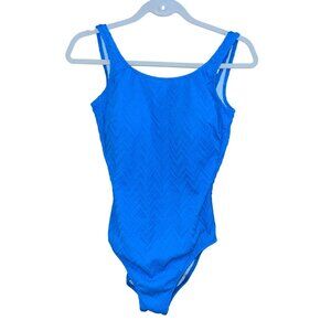 Gottex Vintage Womens Swimsuit Size 8 Blue Scoop Neck Stretch Knit Casual